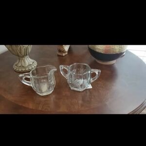 Elegant Clear Glass Creamer and Sugar Set